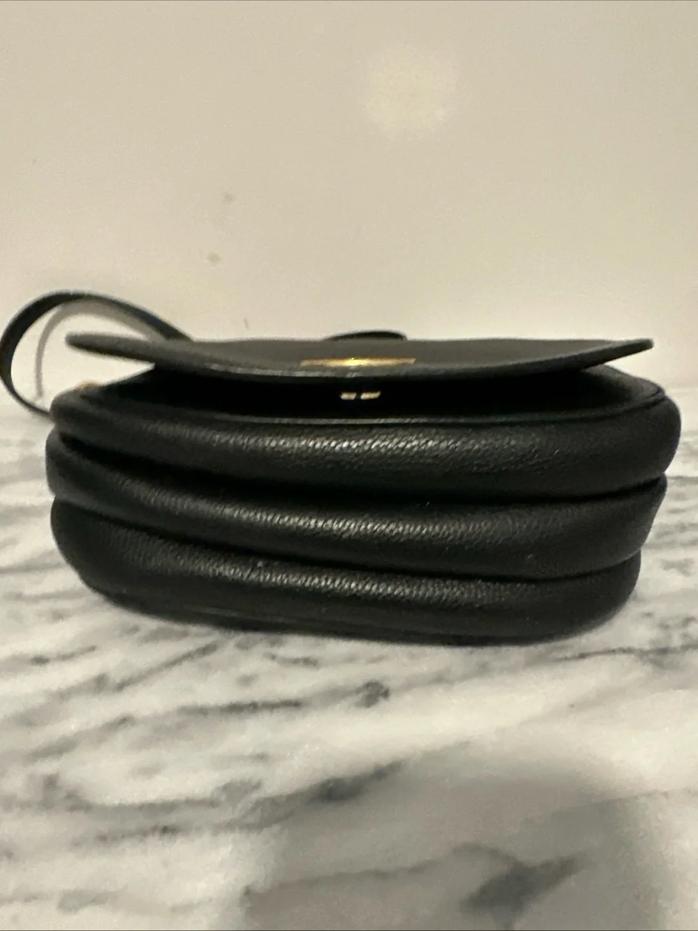 Tory Burch Black Pebbled Leather Crossbody Bag with Gold Logo Accent